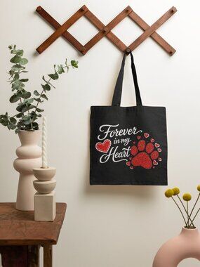 Dog Lover Tote Paw Heart Design Forever In My Heart Shopping Bag